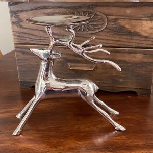 Silver Standing Reindeer Candle Holder - Made in India